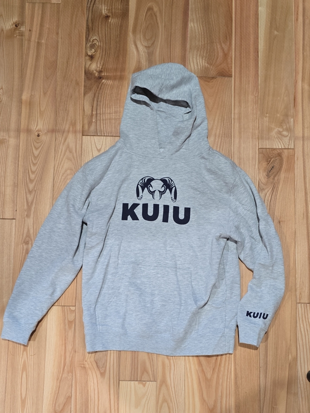 KUIU Youth Heather Gray Hoodie with Navy Logo
